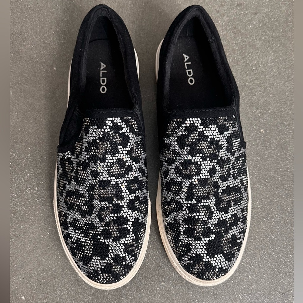 Also Cheetah Bedazzled Slip on Sneakers